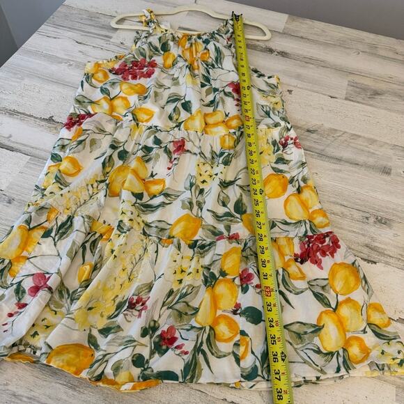 🍁 Julia Jordan Lemon Print Cotton Summer Sundress Mini Dress Lined Ivory Multi - Picture 12 of 14
